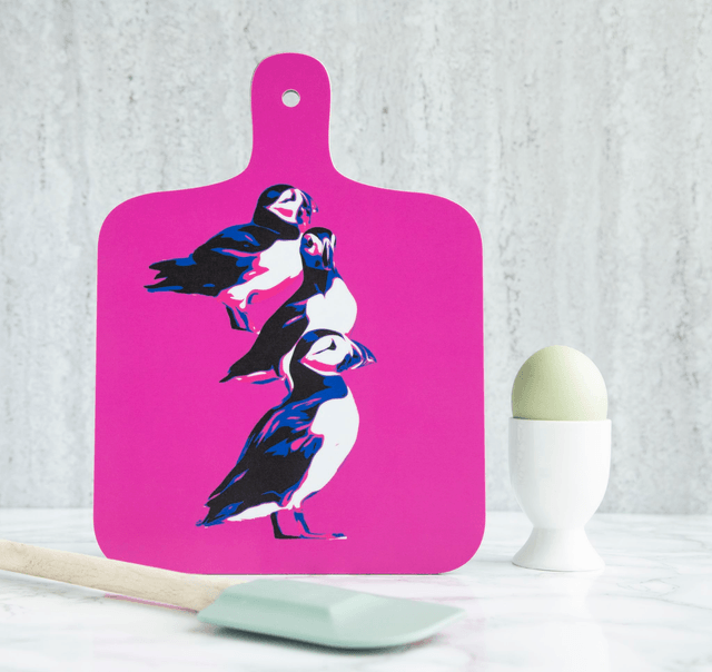 Puffins Mini Chopping Board - Gneiss Reverse