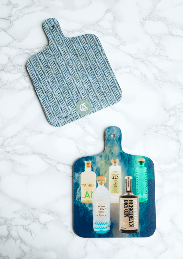 Outer Hebrides Gin Mini Chopping Board - Tweed Reverse