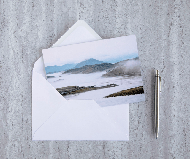 Misty Morning Over Loch Ceann Hulabhaig Blank Card