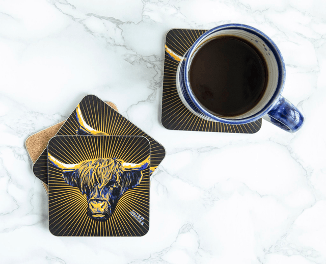 Highland Cow Outer Hebrides Single Coaster