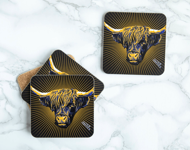 Highland Cow Outer Hebrides Single Coaster