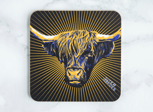 Highland Cow Outer Hebrides Single Coaster