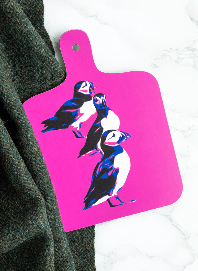 Puffins Mini Chopping Board - Gneiss Reverse