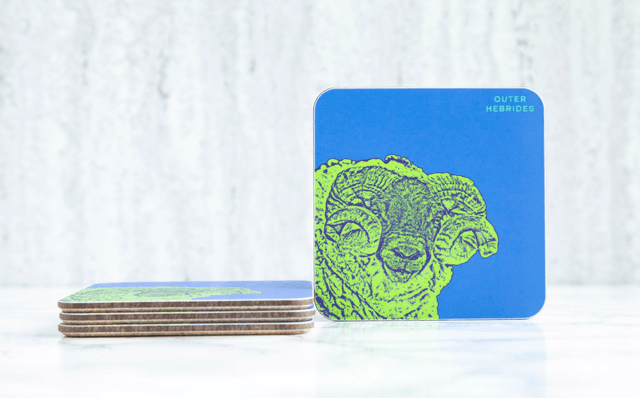 Baa Ram Ewe! Outer Hebrides Single Coaster
