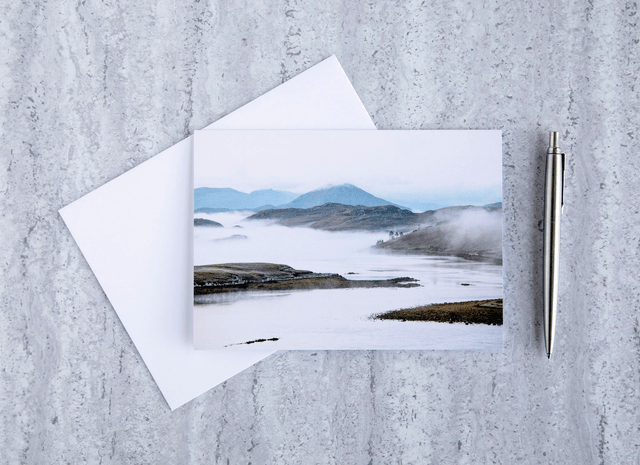 Misty Morning Over Loch Ceann Hulabhaig Blank Card