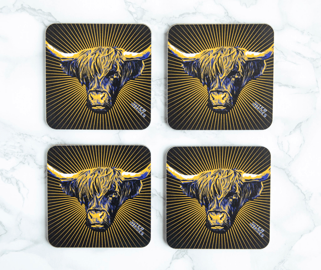 Highland Cow Outer Hebrides Single Coaster