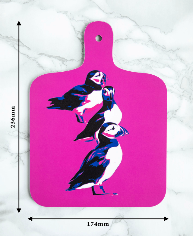 Puffins Mini Chopping Board - Gneiss Reverse