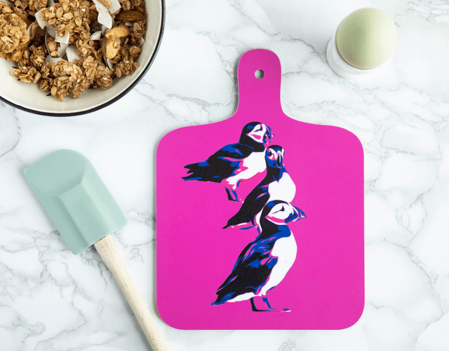 Puffins Mini Chopping Board - Gneiss Reverse
