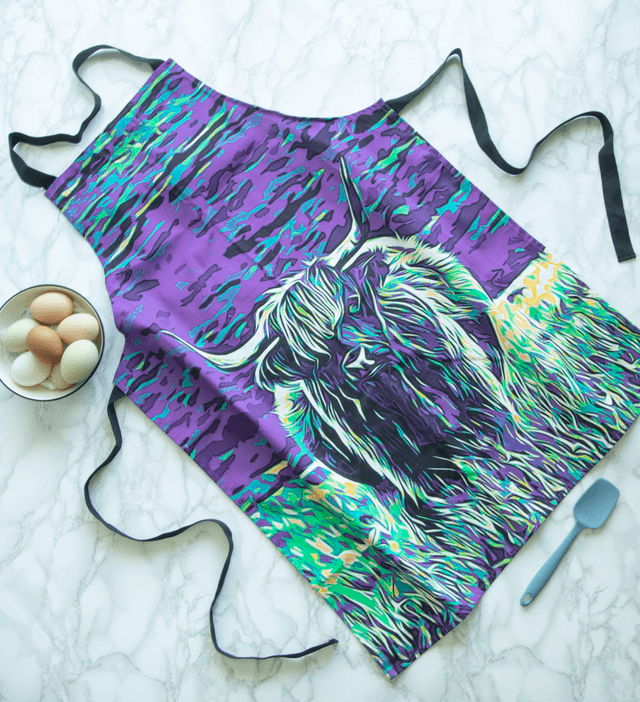 Purple Highland Coo Apron