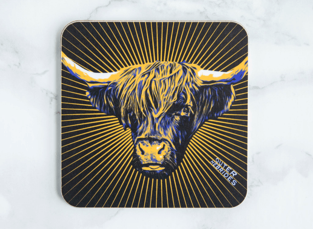 Highland Cow Outer Hebrides Single Coaster