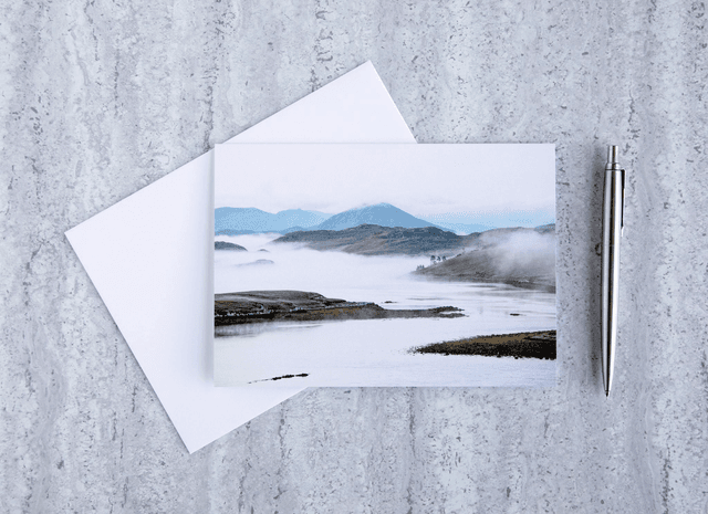 Misty Morning Over Loch Ceann Hulabhaig Blank Card